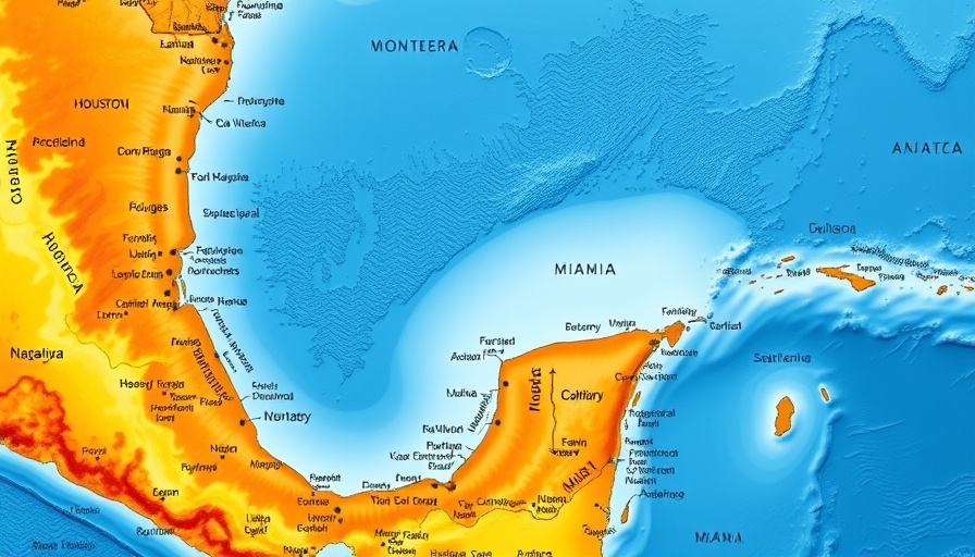 Map of Gulf of America with major cities highlighted.