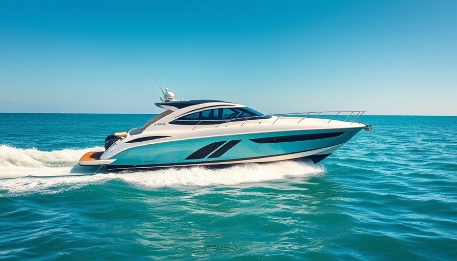 Modern motorboat cruising Sarasota Bay on sunny day