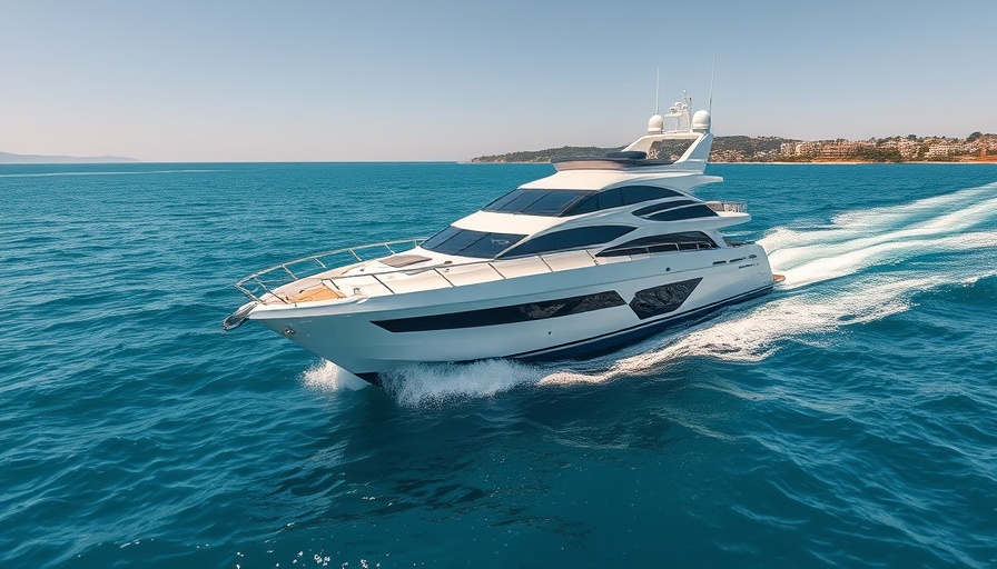 Luxurious yacht on Venice Florida Jetty's clear waters.