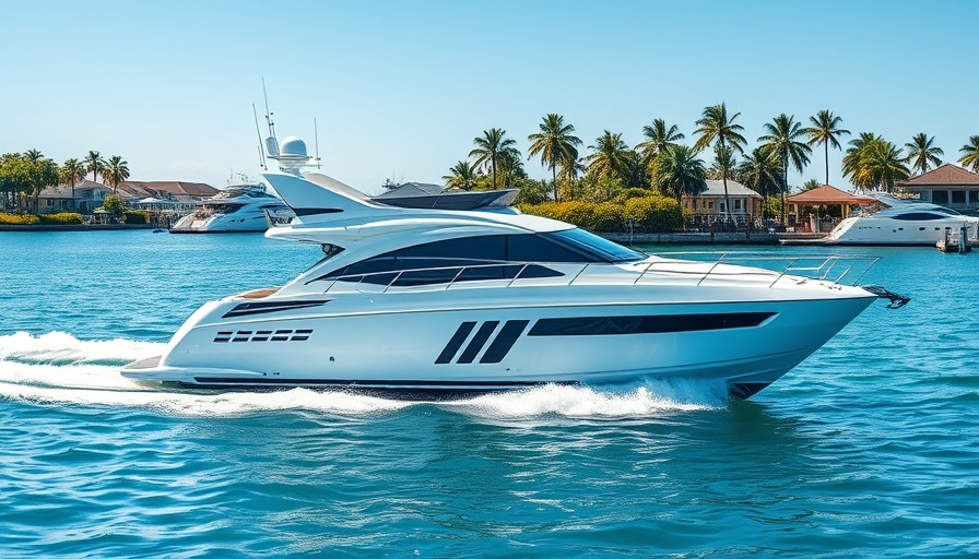 Venice Florida Inlet boating scene with modern white yacht.