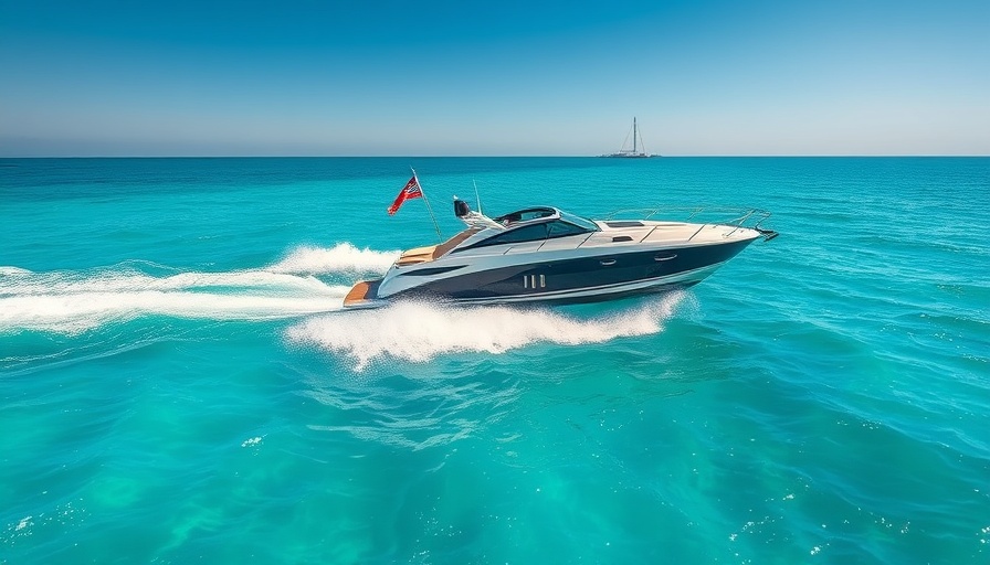 Gulf of America boating with motorboat and flags.