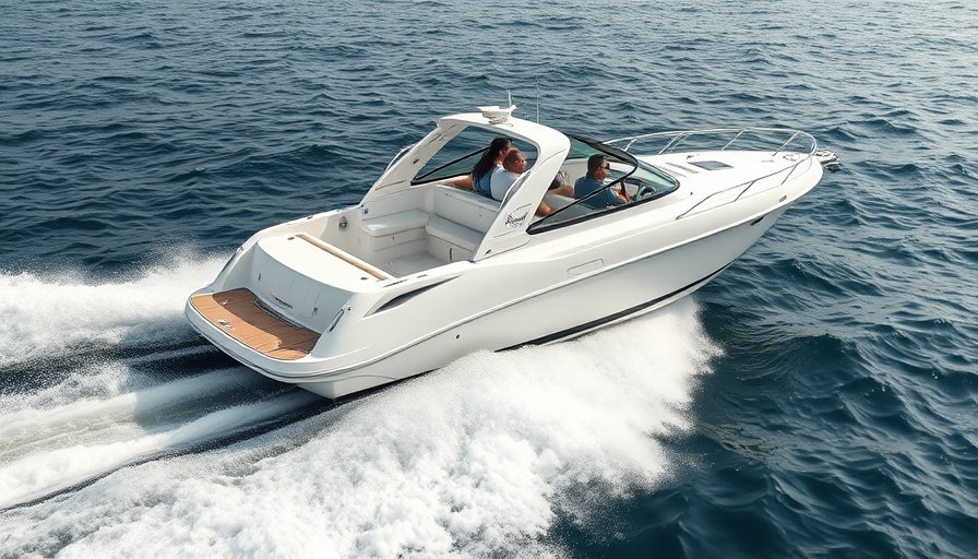 Boat and jet ski adventures in Venice Florida inlet with a speeding powerboat.