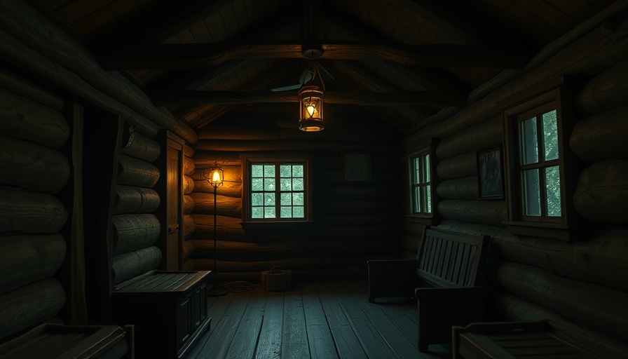 Rustic cabin interior with lantern light, Alaskan wilderness stories