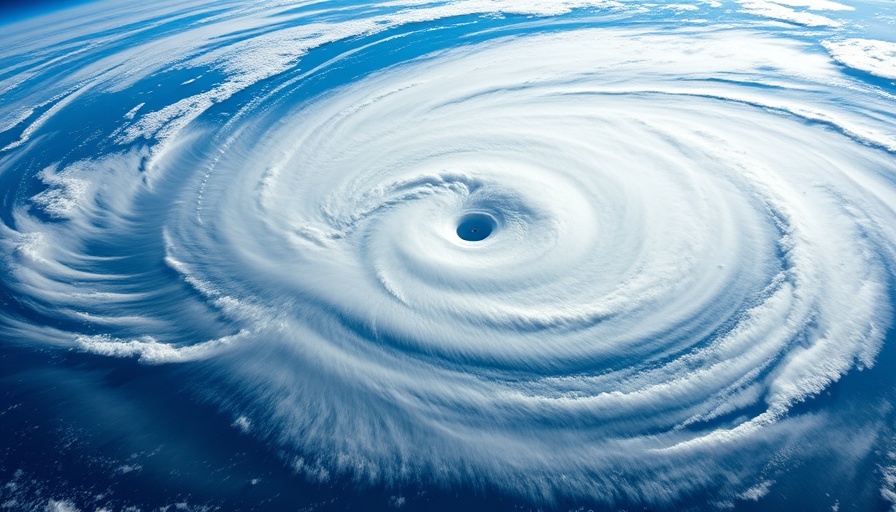Aerial view of hurricane from space highlighting storm's eye.