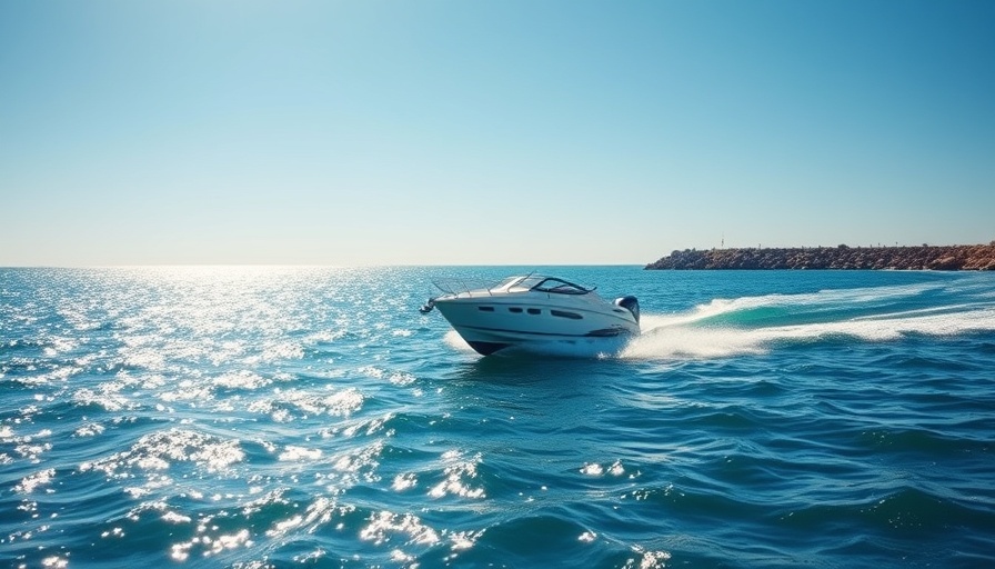 Motorboat on the water at Venice jetty showcasing boating culture.