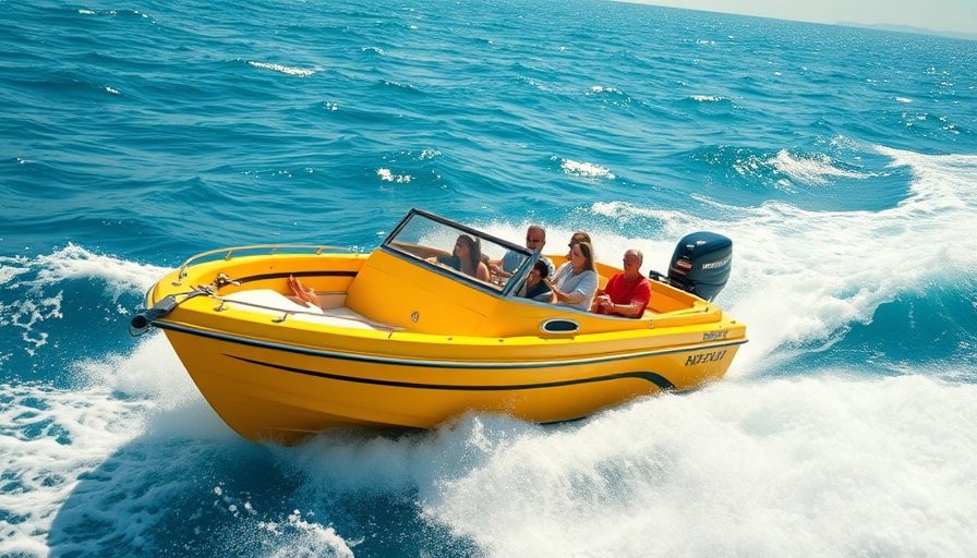 Boating and jet skiing in Venice Florida with a vibrant yellow boat.