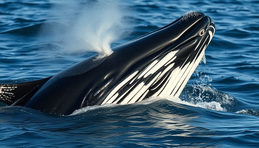 Rice's whale surfacing, endangered by oil and gas operations.