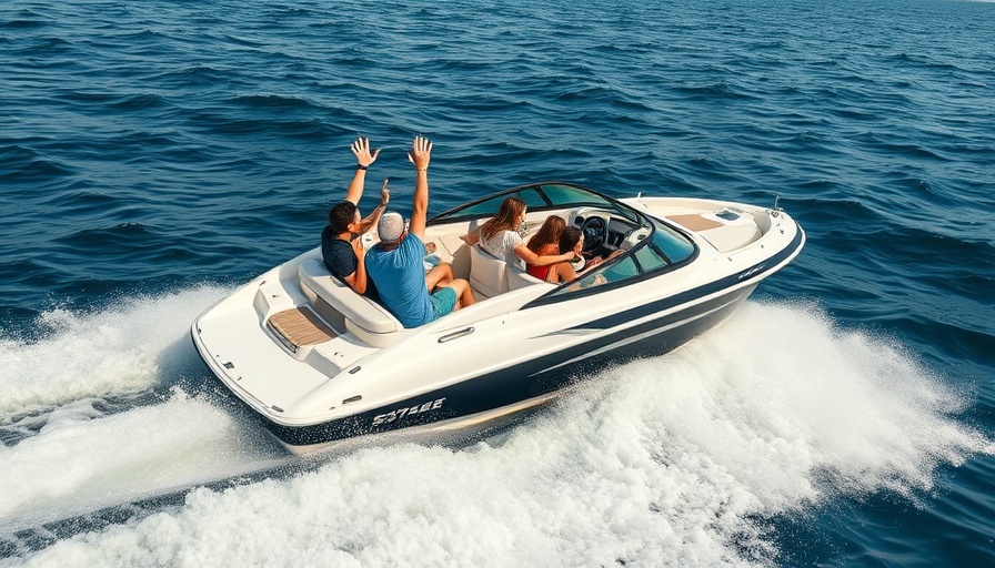 Energetic group on boat enjoying water adventure, Boat and Jet Skiing Adventures.