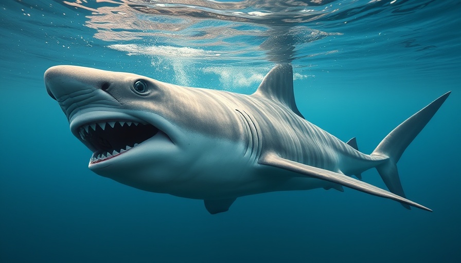 Massive basking shark swimming in the Gulf of Mexico.