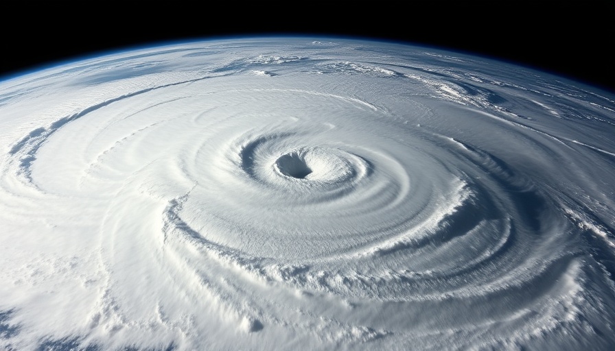Massive swirling hurricane over Florida coastline.