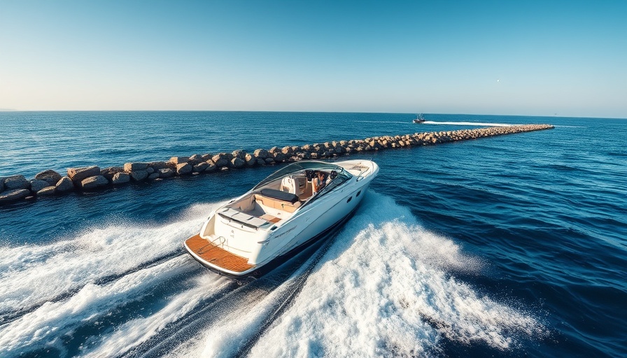 Speedboat in Venice Florida Inlet, lively boating scene