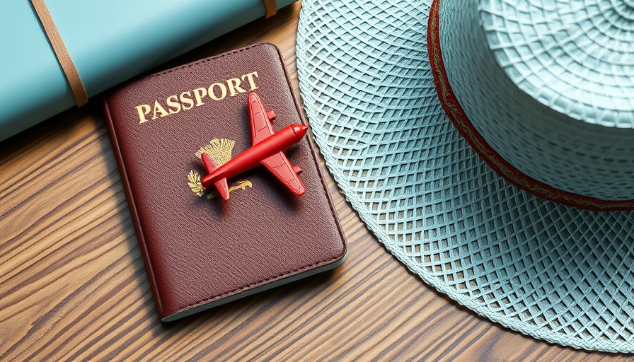 Travel items scene for Gulf Shores Passport Fair.