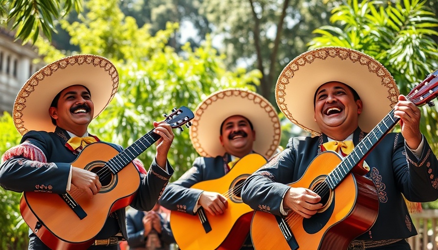 Mariachi musicians performing joyfully outdoors