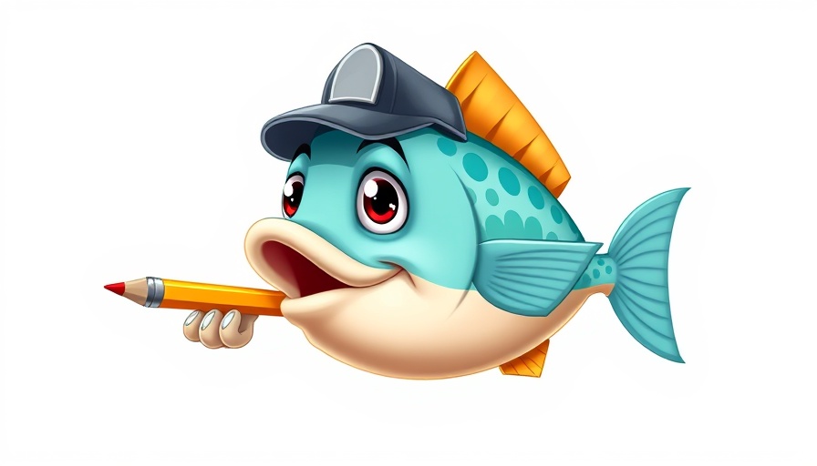 Cartoon fish with a press hat related to Shark Tale movie screening.