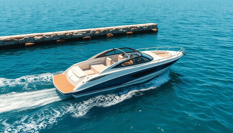Boat navigating Venice Florida inlet on sunny day.