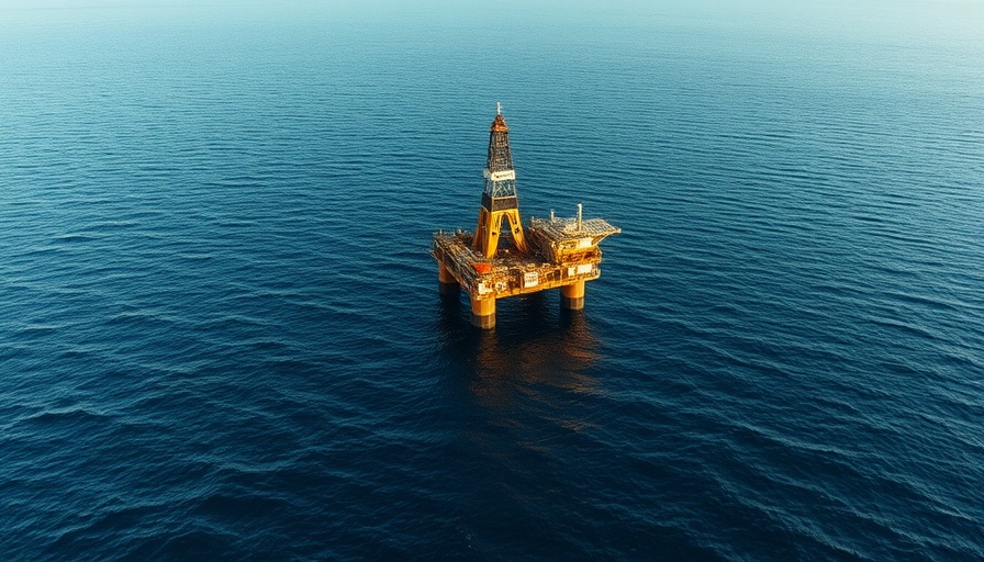 Offshore oil rig in calm Gulf waters, related to Gulf oil lease sale