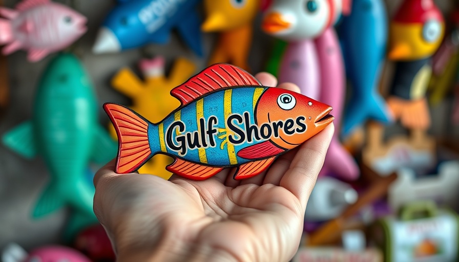 Handcrafted Gulf Shores souvenir, Gulf Coast beaches in Alabama capture.