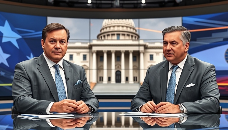 TV news on US Gulf mineral initiative with two male anchors.