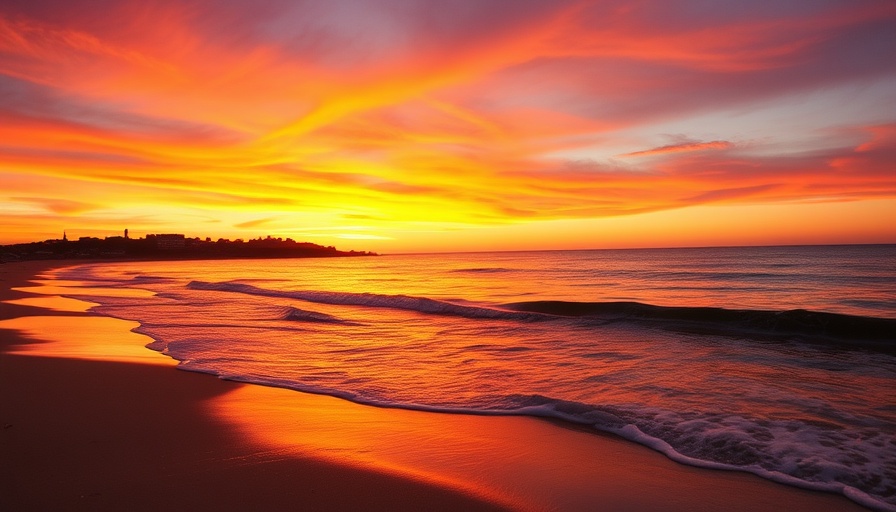 Tranquil sunset at beach with gentle waves near Delaware Bay.