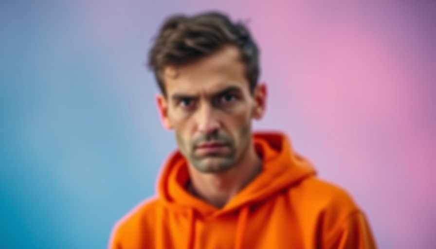 Blurred portrait of person in orange shirt with colorful background.