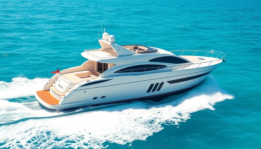 Boat cruising in the Gulf of America with dynamic waves and blue skies.