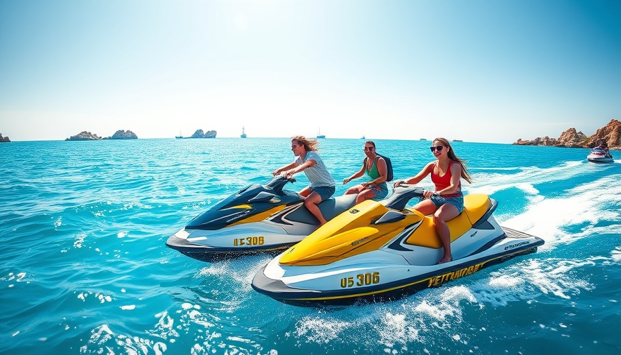 People jet skiing in Venice, Florida on clear waters.