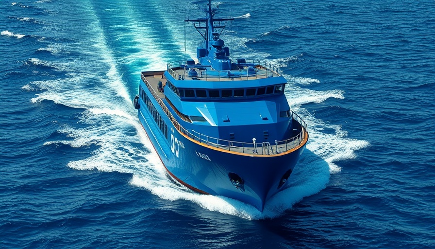 Blue MPSV with helipad operating on ocean waters