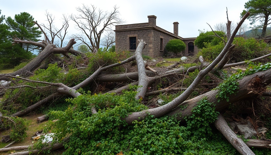 Extreme weather patterns in Texas causing storm damage and fallen trees.