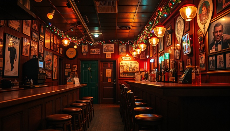 Interior of a cozy dive bar with vintage decor for National Dive Bar Day.