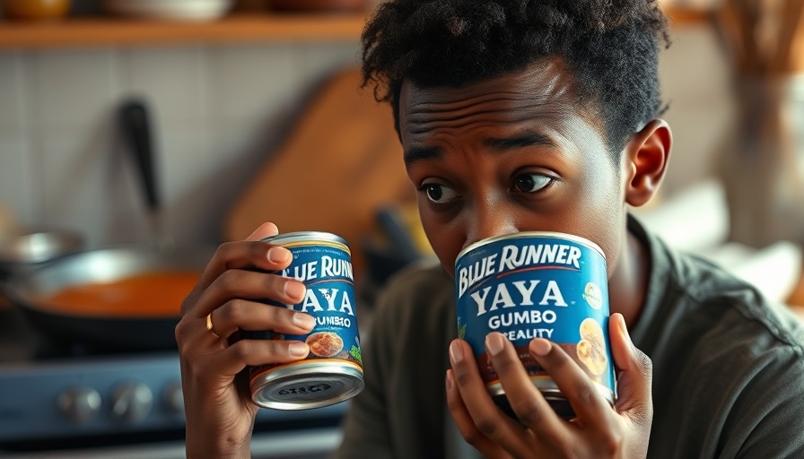 Blue Runner Yaya Gumbo evaluation in kitchen setting with gumbo.