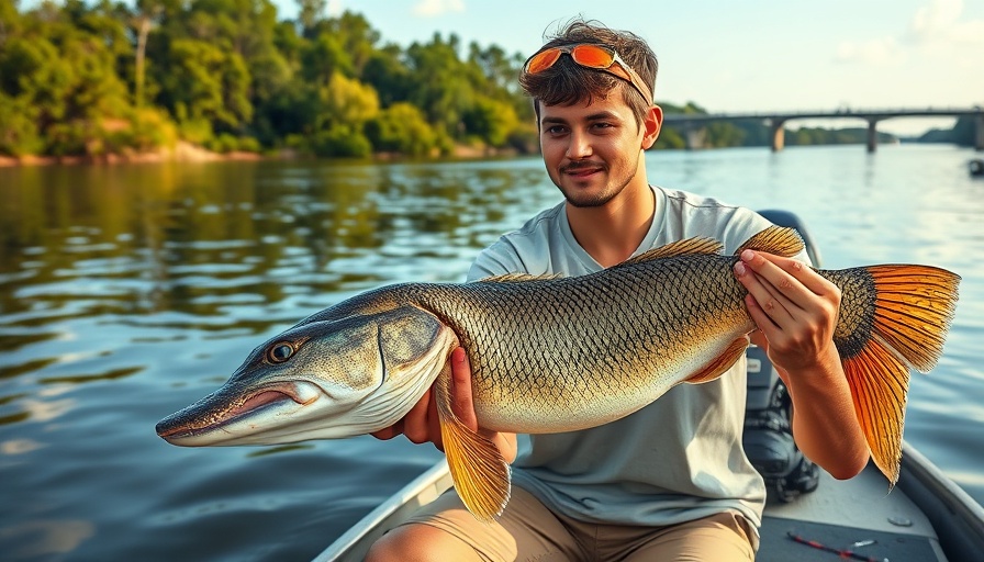 Young man using effective fishing strategies to catch large fish.