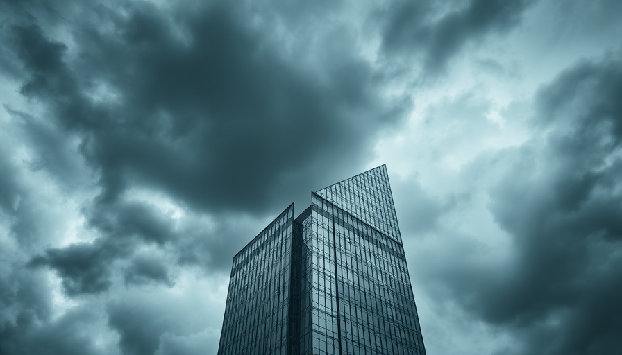 Invest 93L Gulf Coast Weather: Skyscraper under stormy skies.