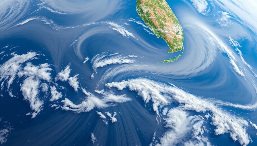 Satellite image depicting weather patterns in the Gulf of Mexico.
