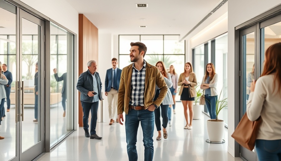 Open house showcasing a modern home's sleek interior with visitors.