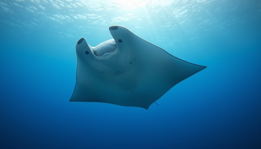 Graceful manta ray gliding through deep blue waters