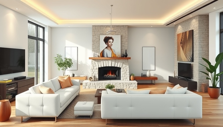 Cozy modern living room in Florida, real estate affordability.