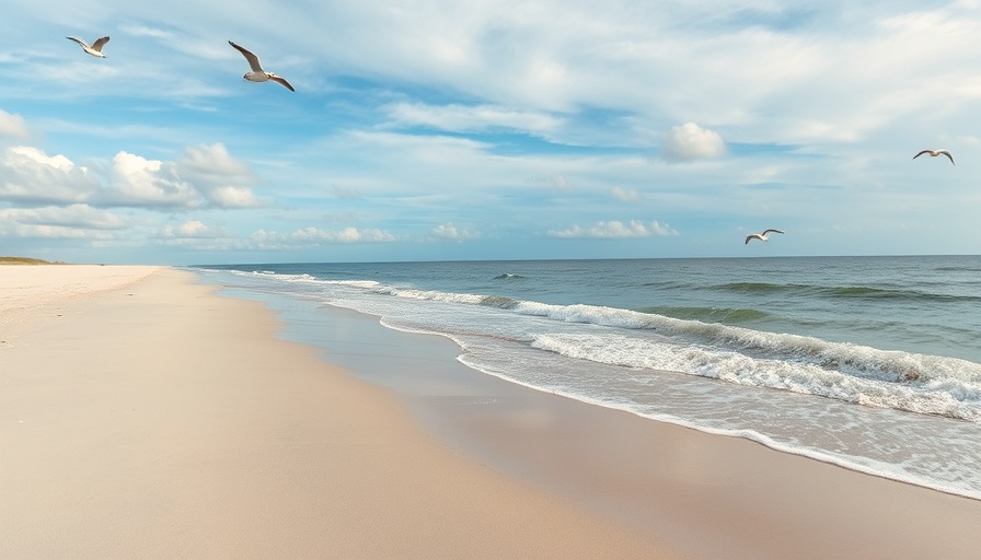 Serene view of Alabama coastal beaches with gentle waves.