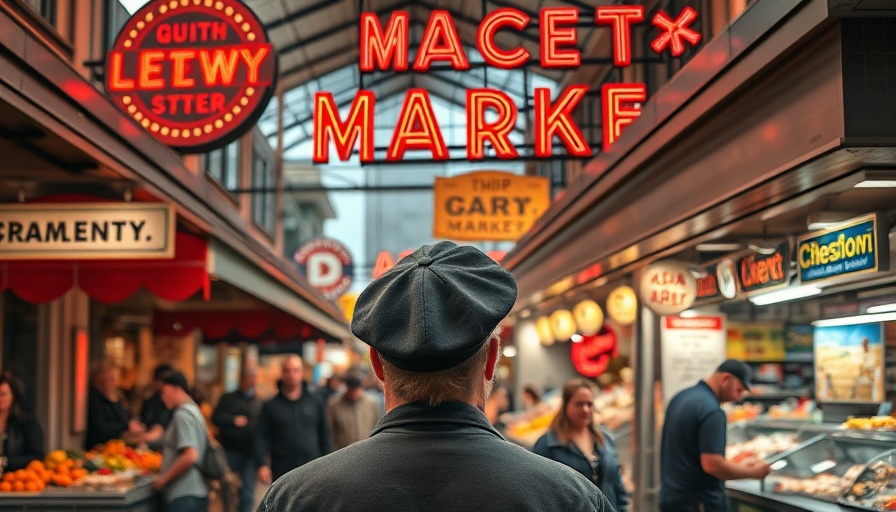 Bustling Kansas City City Market vibrant scene with a person.