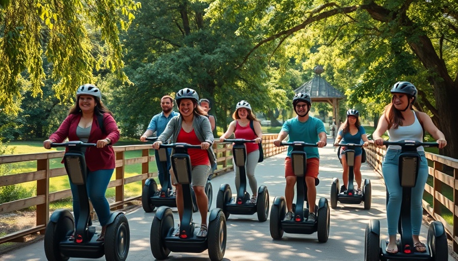 Group exploring on Segways at Alabama Gulf Coast beaches