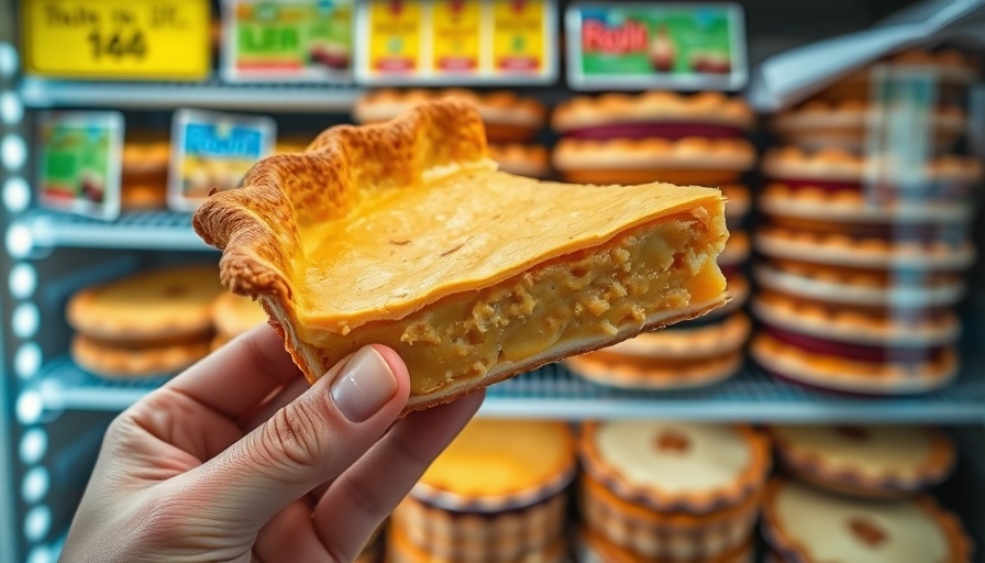 Delicious pie selection near Alabama's Gulf Coast Beaches in a refrigerated display.