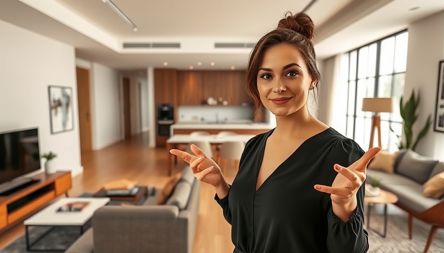 Modern apartment interior in NW Pensacola, woman showing features.