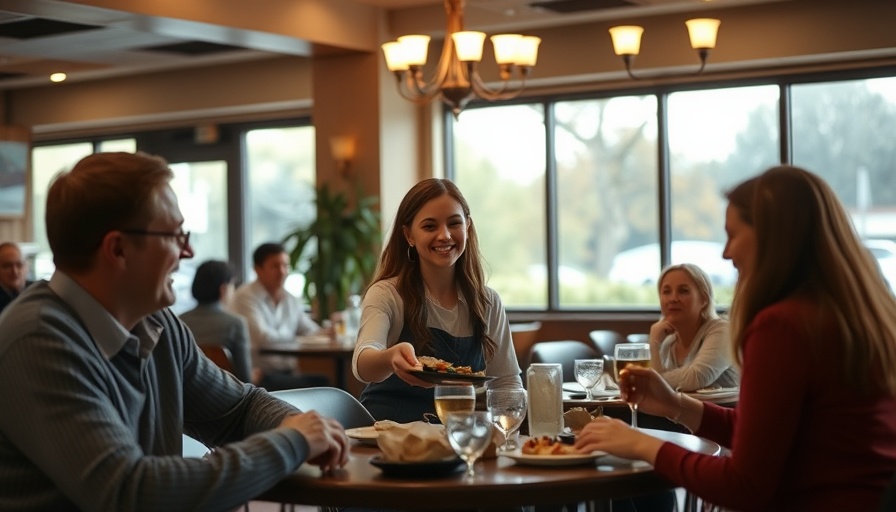 Casual dining with waitress serving patrons at Joey Patti's.