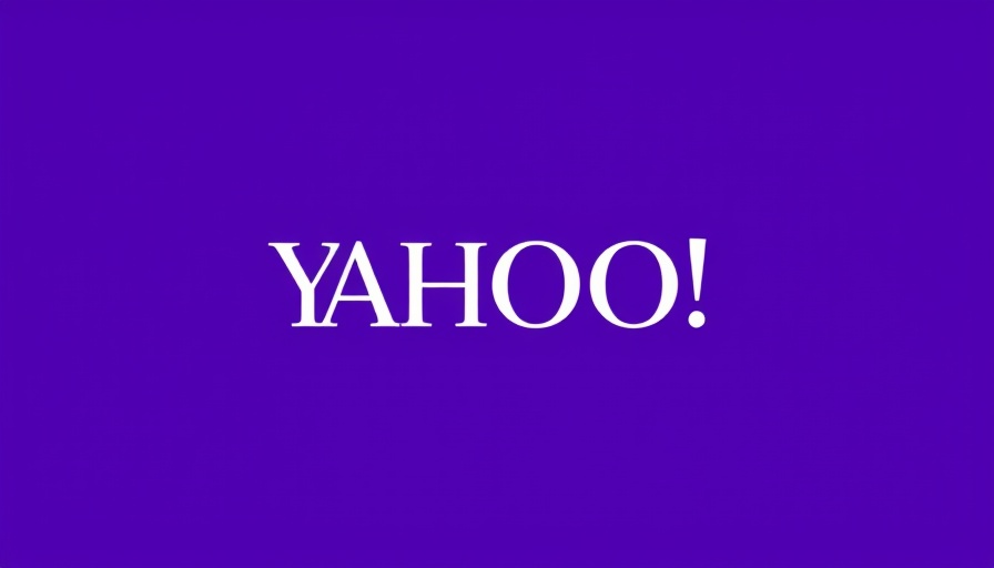 Yahoo logo on a purple background.