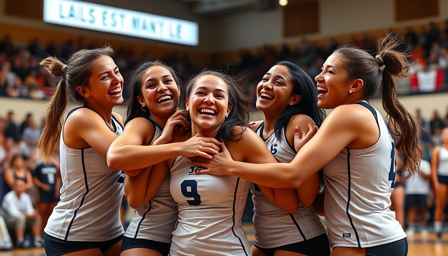 Gulf Coast volleyball win celebration on the court