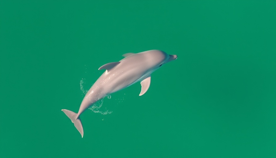 Dolphin swimming in Alabama coastal beaches, green water.