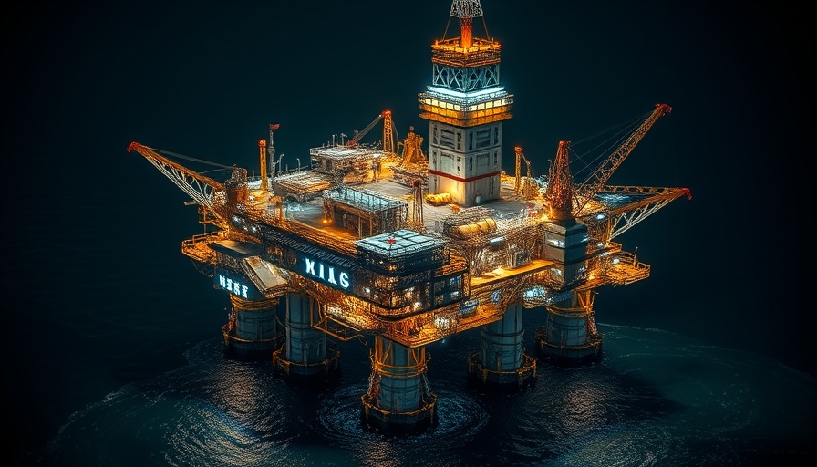 Big oil discovery in Gulf of America with illuminated platform