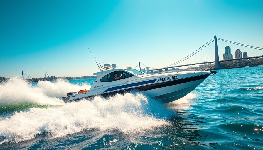 Police boat near bridge, Orange Beach boating safety