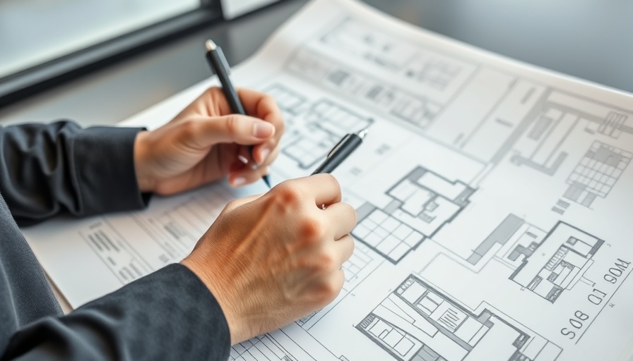 Detailed view of hands reviewing architectural plans for orange beach developments