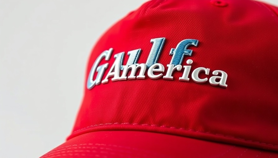 Trump’s Gulf of America name change proposal hat close-up.