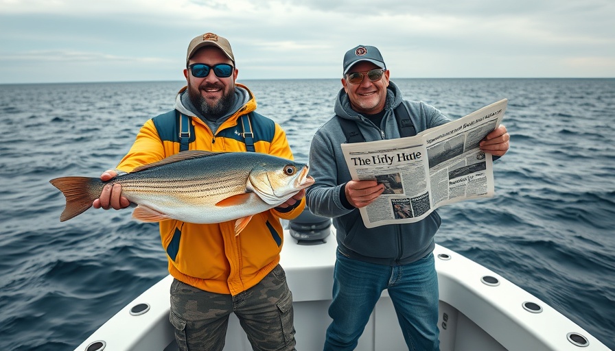 Fishing at Middle Ground with a catch and newspaper on a boat.